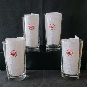 Set of 4 Vintage RCA Records Logo Advertising Promo Tumbler 8 Oz Libbey Barware